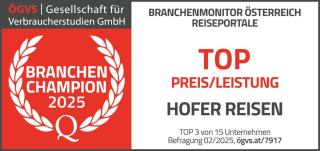 Siegel Branchen-Champion 2025 TOP 3 bei Preis-Leistung