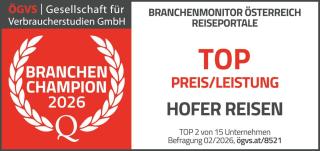 Siegel Branchen-Champion 2026 TOP 3 bei Preis-Leistung