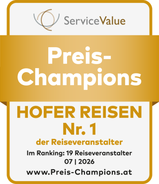 Siegel Preis-Champion 07/2026 Reiseveranstalter