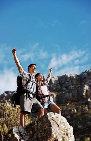 Paar Wandern Gipfel Berge Paar Wandern Gipfel Berge