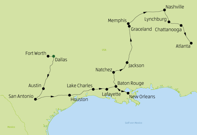 Durch die Südstaaten von Dallas bis Atlanta - Rundreise