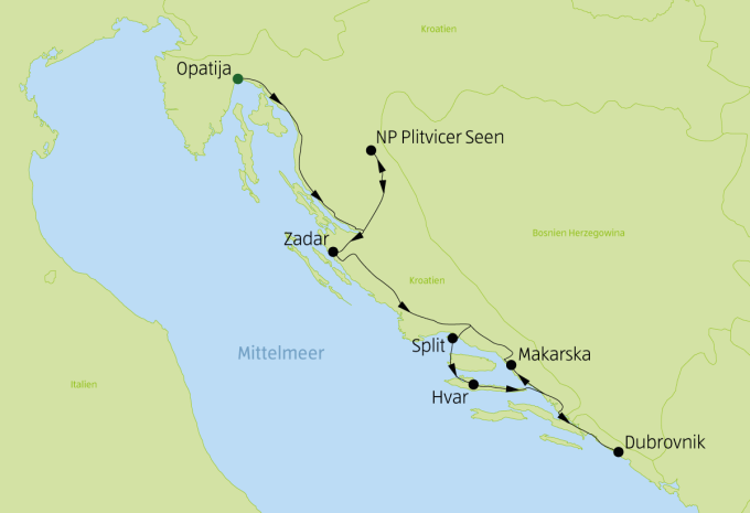Kroatiens Küsten und Meer - Selbstfahrer-Rundreise
