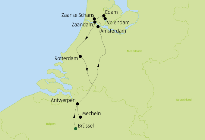 Belgien & Holland - Zug- & Busrundreise