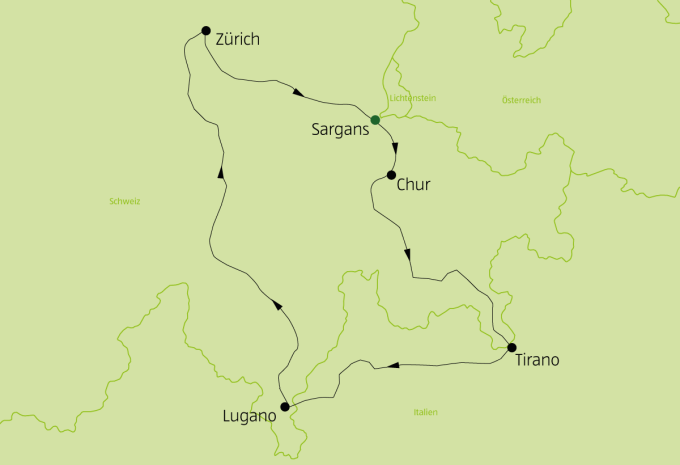 Schweiz - Bernina-Express - Zugrundreise