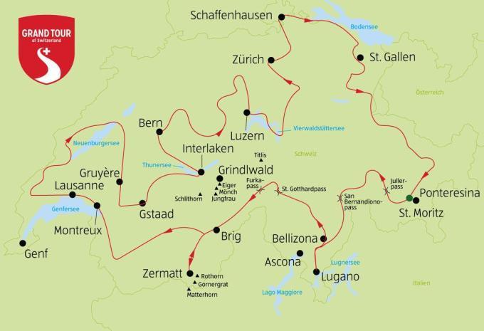 Grand Tour of Switzerland lang - Selbstfahrer-Rundreise