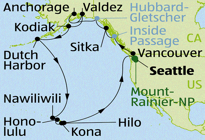 Gletscher & Vulkane: Alaska & Hawaii - Kreuzfahrt