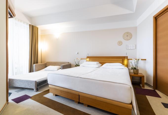 Zimmerbeispiel, Dreibettzimmer (DBZ) „Standard Balkon Parkblick“