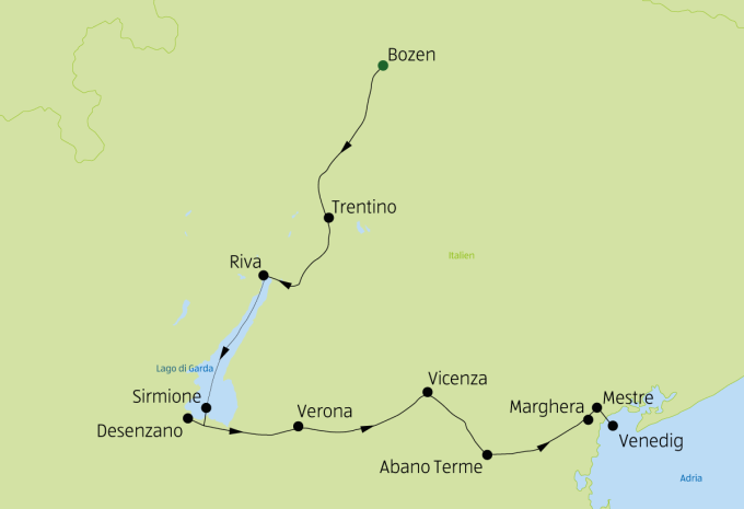 Von Bozen über den Gardasee nach Venedig - Radtour