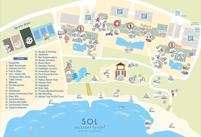 Karte Überblick SOL Nessebar Resort Karte Überblick SOL Nessebar Resort