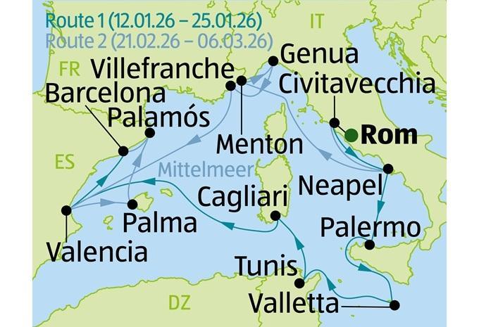 Route der Kreuzfahrt