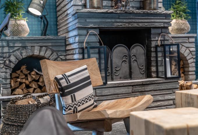 Lobby mit Kamin im Hotel Storforsen Lobby mit Kamin im Hotel Storforsen