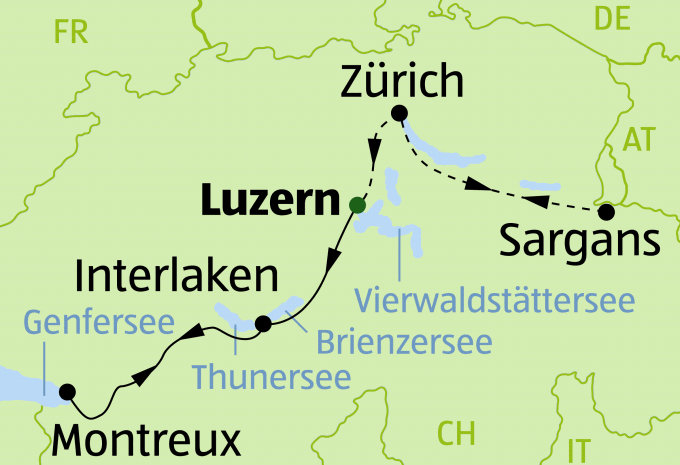 Schweiz - GoldenPass Tour Berge & Seen Winterromantik - Zugrundreise