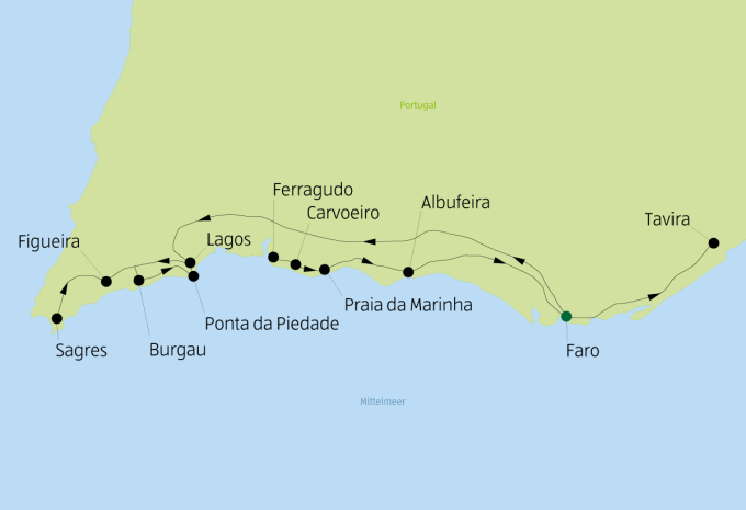 Von West nach Ost entlang der Atlantikküste - Algarve Wanderreise