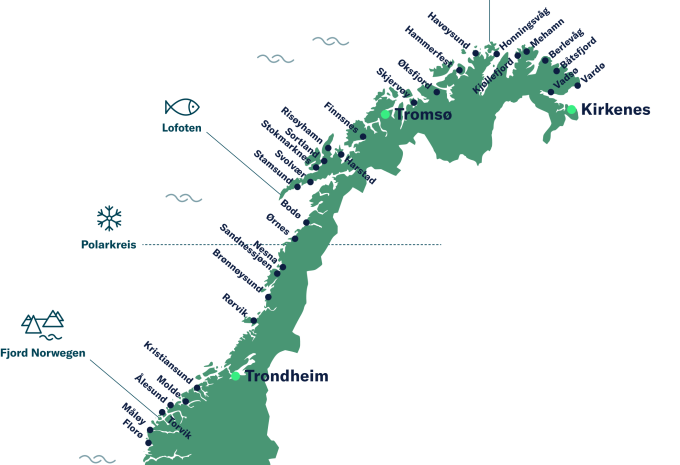 Norwegische Postschiffroute - Kreuzfahrt & City-Trip