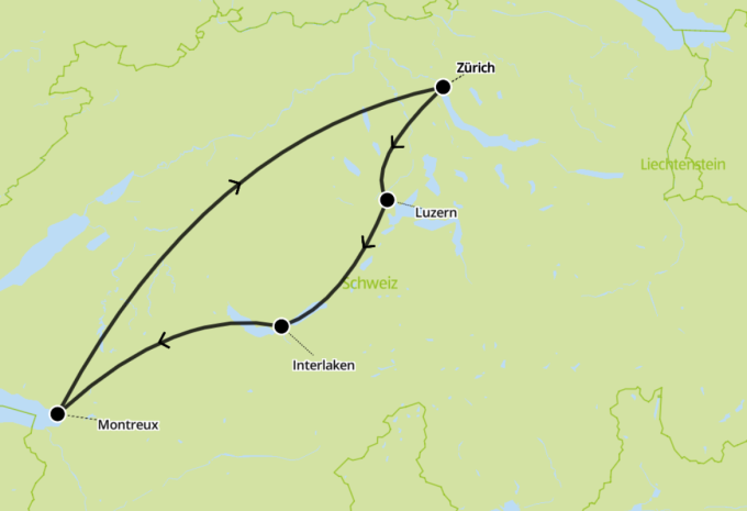 Schweiz - GoldenPass Tour Berge & Seen kuz - Zugrundreise