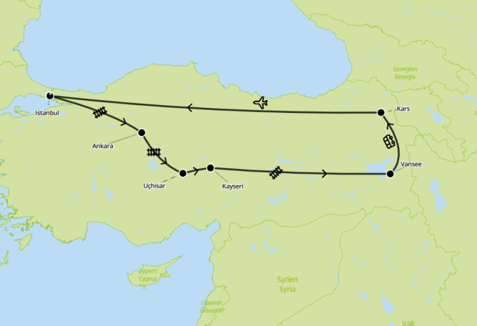 Trans Anatolien - Vom Abendland zum Morgenland - Zug- und Busrundreise