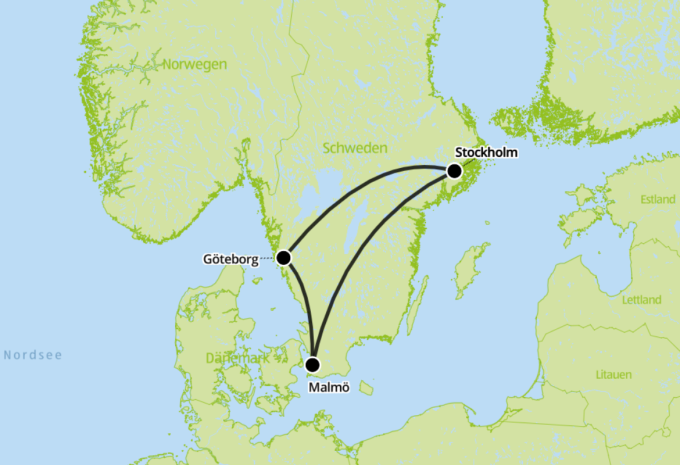 Schwedens königliches Städte Trio mit dem Zug entdecken - Zugrundreise