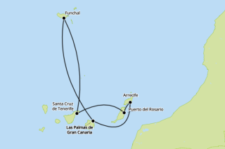 Routenkarte 12.12.26 - 19.12.26, 02.01.27 - 23.01.2027, 30.01 - 06.02.27 - 13.03.27
