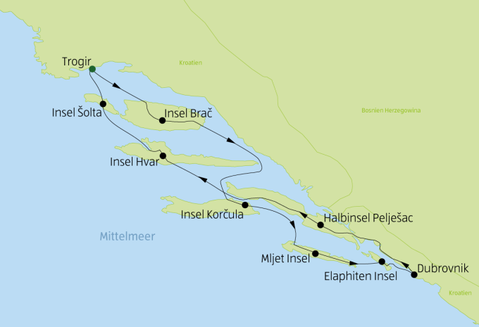 Kroatien - Kreuzfahrt & Baden ab/bis Trogir